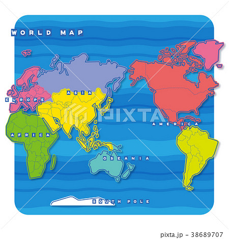 世界 世界地図 地図 大陸のイラスト素材