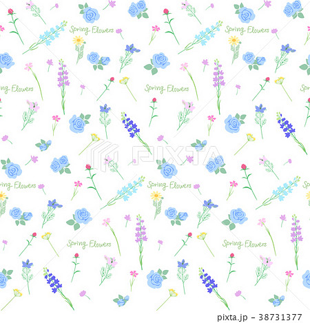 デイジー 背景 小花 壁紙 花柄 花 イラスト花 可愛い花 ブルーの写真素材