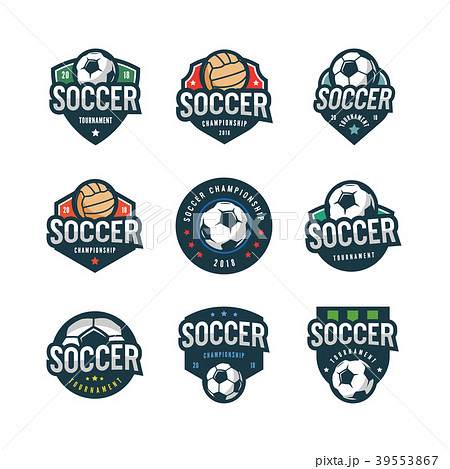 サッカー シンボルマーク ロゴ エンブレムのイラスト素材