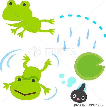 蛙 泳ぐ 跳ねる セットのイラスト素材