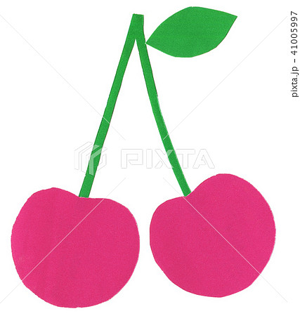 さくらんぼ くだもの 食品 切り絵のイラスト素材
