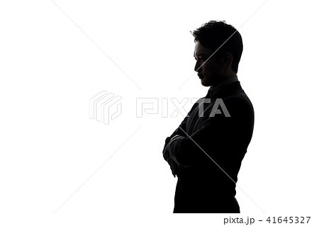 男性 ビジネスマン シルエット 横顔の写真素材