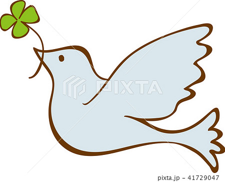 鳩 ハト 四つ葉 平和のイラスト素材