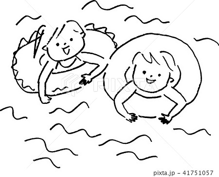 幼児 プール 水遊び 女児のイラスト素材