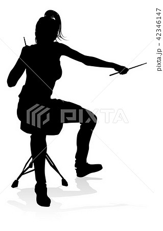 女の子 女子 少女 ドラムのイラスト素材