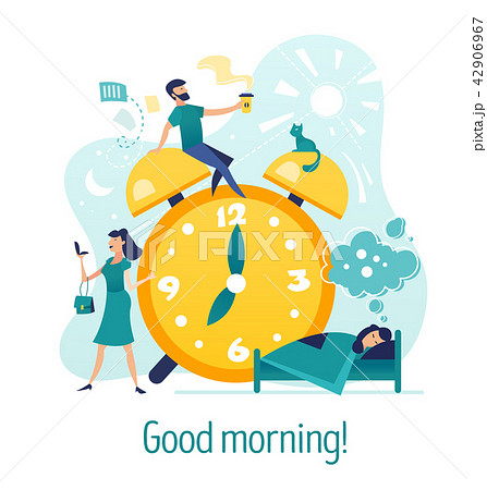 Good Morning Creative Concept With Charactersのイラスト素材