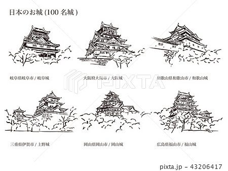 岐阜城 大阪城 和歌山城 お城のイラスト素材