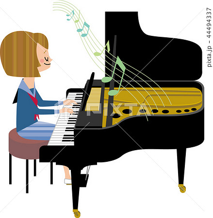 ピアノ 演奏 グランドピアノ 女性のイラスト素材