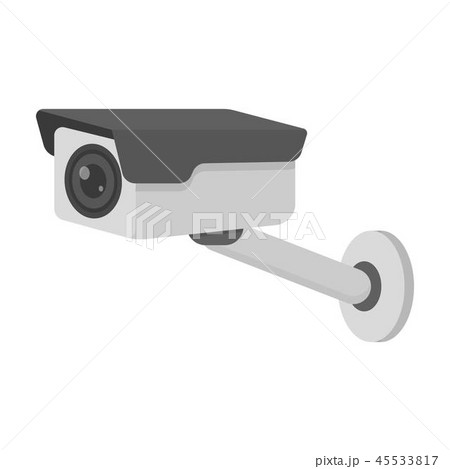 カメラ 監視カメラ モノクロ 白黒の写真素材