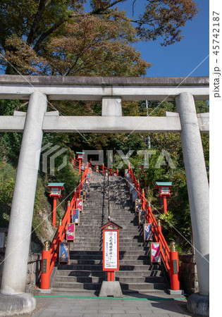 足利織姫神社 階段の写真素材