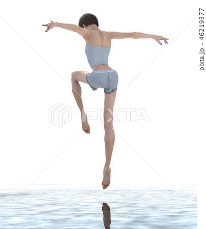 女性 後ろ姿 ヨガ イラストのイラスト素材