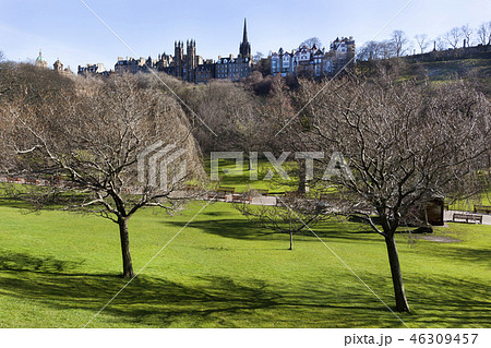 庭 ベンチ ヨーロッパ イギリスの写真素材