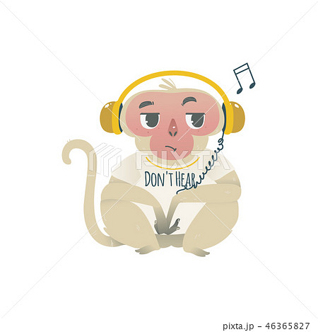 さる サル 猿 ヘッドフォンのイラスト素材