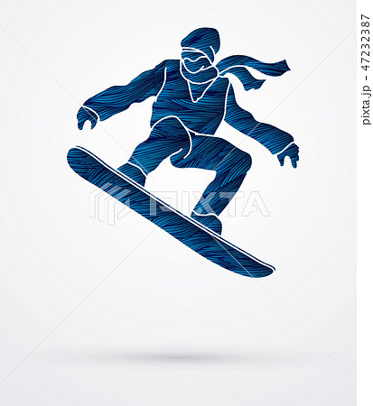 滑る ポーズ 男性 スキーの写真素材