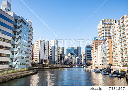 東京 南高橋から望む茅場町の写真素材