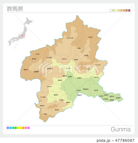 マップ 地図 イラスト 群馬県のイラスト素材