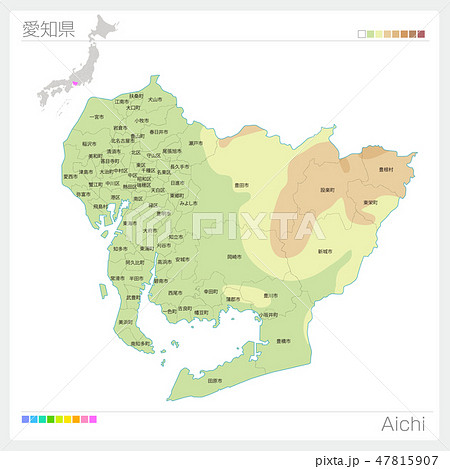 愛知県地図のイラスト素材