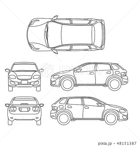 車の正面図 車の図面のイラスト素材
