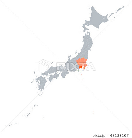 神奈川県地図のイラスト素材