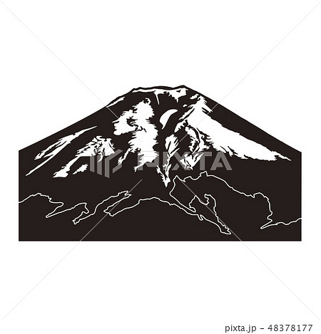 富士山 モノクロ 白黒 山 静岡県のイラスト素材