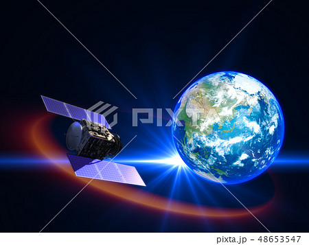 人工衛星 地球 通信 宇宙のイラスト素材