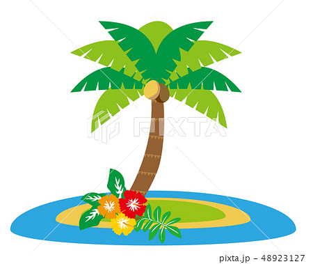 ハイビスカス 南国 ヤシ ヤシの木のイラスト素材