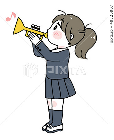 女の子 高校生 楽器 吹奏楽のイラスト素材