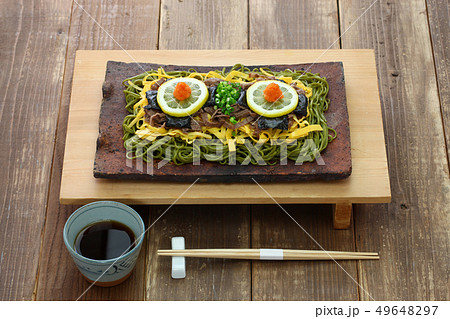 郷土料理 瓦そば 山口県 焼きそばの写真素材