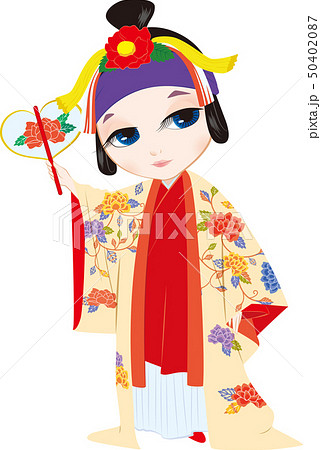 琉球 琉装 女性 衣装のイラスト素材