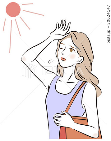 手をかざす 眩しい 日光 女性のイラスト素材