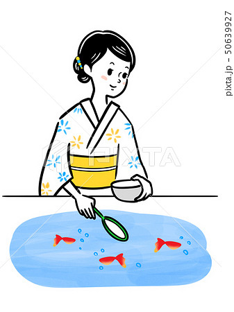 金魚 魚 女性 人物のイラスト素材 - PIXTA