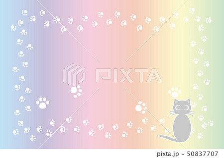 猫 壁紙 フレーム 足跡のイラスト素材 Pixta