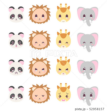 パンダ ライオン キリン 象のイラスト素材