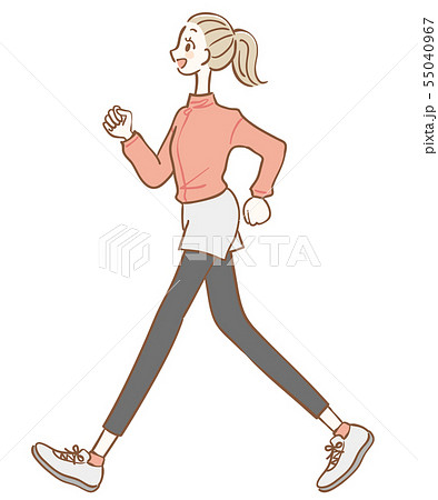 散歩 女性 歩く 手書きの写真素材 散歩 女性 歩く 手書きの写真素材