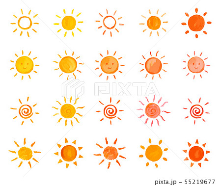 太陽 キャラクター お天気 マークのイラスト素材