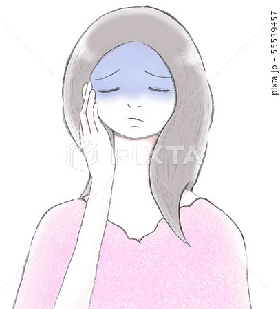 頬に手を添えるのイラスト素材 Pixta