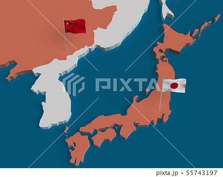 3d 立体 日本地図 日本列島のイラスト素材