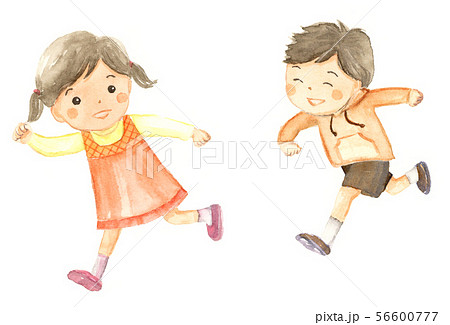 子供 男の子 女の子 走るのイラスト素材