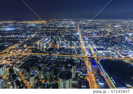 新今宮 夜景の写真素材