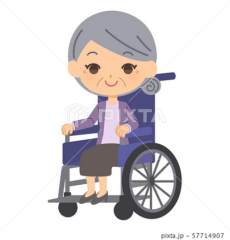 車椅子 おばあちゃんのイラスト素材