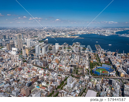 港 空撮 航空写真 横浜の写真素材