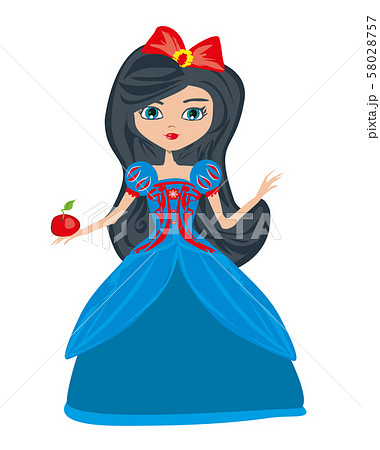 女の子 お姫様 白雪姫 リンゴのイラスト素材