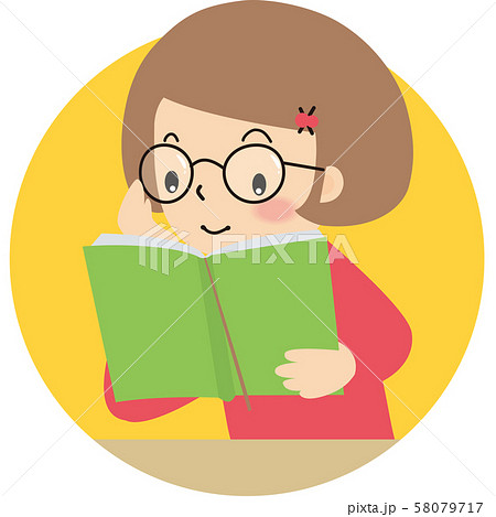 読書 本 読む 女の子のイラスト素材