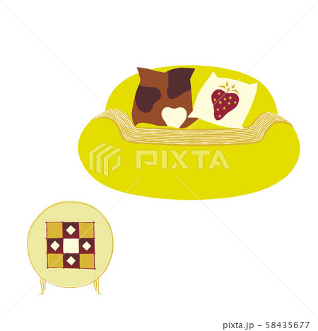 ソファー クッション ハート インテリアのイラスト素材 Pixta
