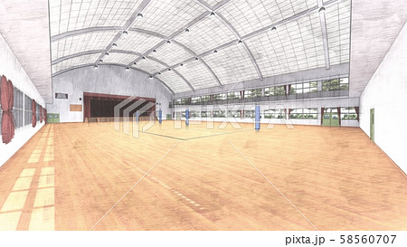 バレーボール 体育館 ボール 施設の写真素材