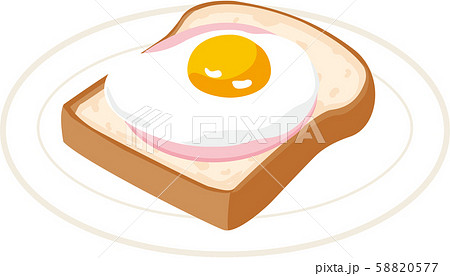 食パン 目玉焼き パン トーストのイラスト素材