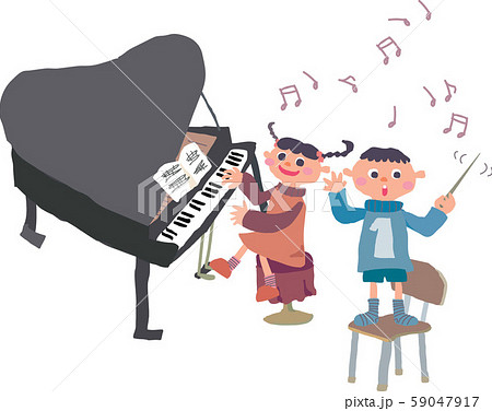 ピアノ 女の子 ピアノ発表会 人物のイラスト素材