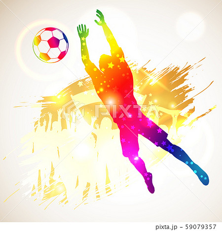 サッカー シルエット ゴールキーパー シュートのイラスト素材