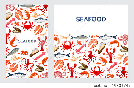 flyers with seafoodのイラスト素材 [59303747] - PIXTA