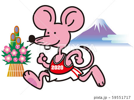 マラソン ネズミ 走る 鼠のイラスト素材
